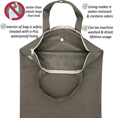 Mom & Bab wet bag demonstrating size with cloth diapers