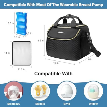 Ziozertt breastmilk cooler bag side profile showing storage