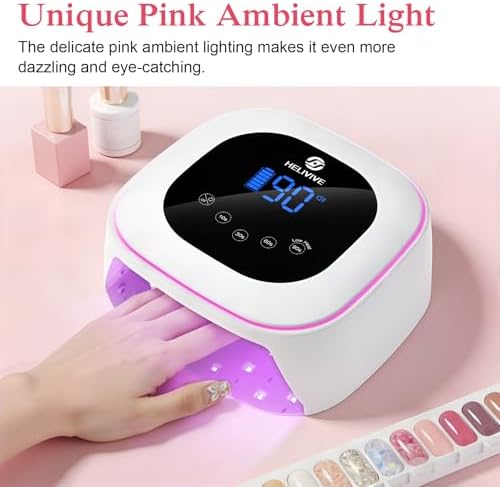 Helivive cordless nail lamp with removable mirror base detached