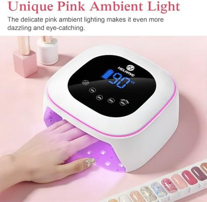 Helivive cordless nail lamp with removable mirror base detached