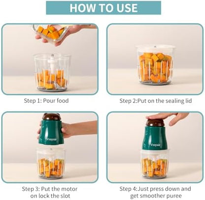 Vroyuir portable baby food blender with included green storage bag