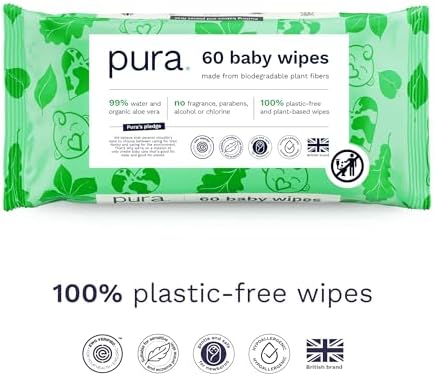 Side view of the Pura bulk package illustrating the ten individual packs of sixty count baby diaper wet wipes.