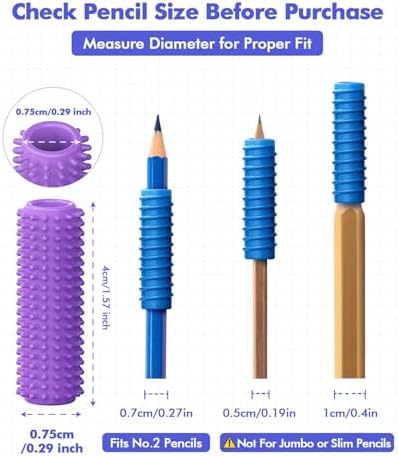Close up of multicolor silicone sensory pencil toppers highlighting ribbed and bumpy textures