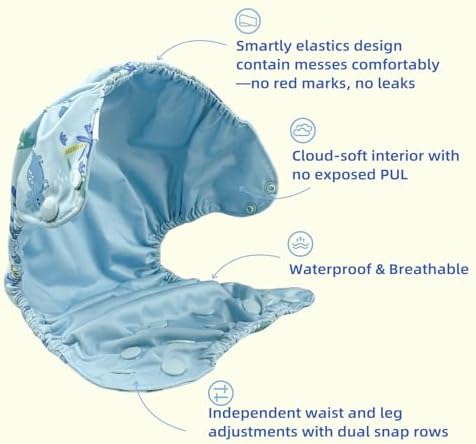 Bisenkid reusable swim diaper with adjustable snaps