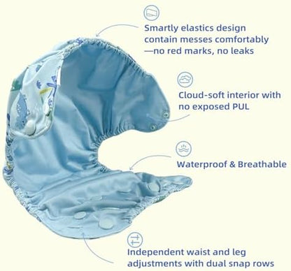 Bisenkid reusable swim diaper with adjustable snaps