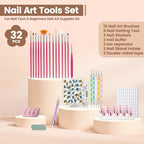 Close up of 15 piece nail art brush set for professional design