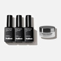Nailboo dip powder nail bundle front view showing all four bottles and components