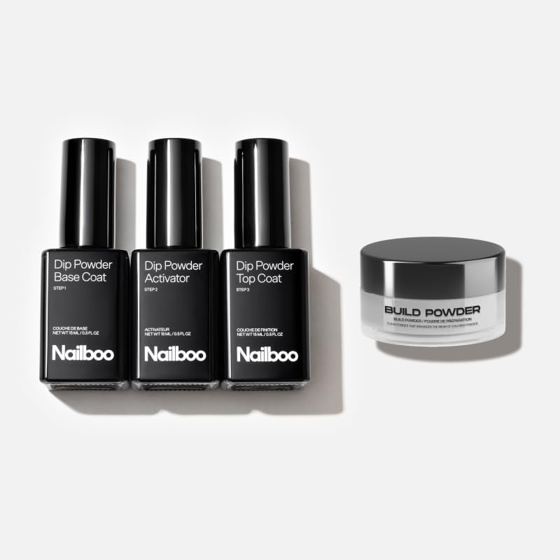Nailboo dip powder nail kit bundle with 4 piece liquid and build set
