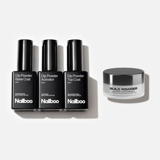 Nailboo dip powder nail kit bundle with 4 piece liquid and build set