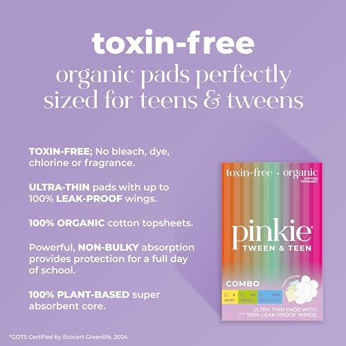Pinkie period pads for smaller underwear imported from USA.