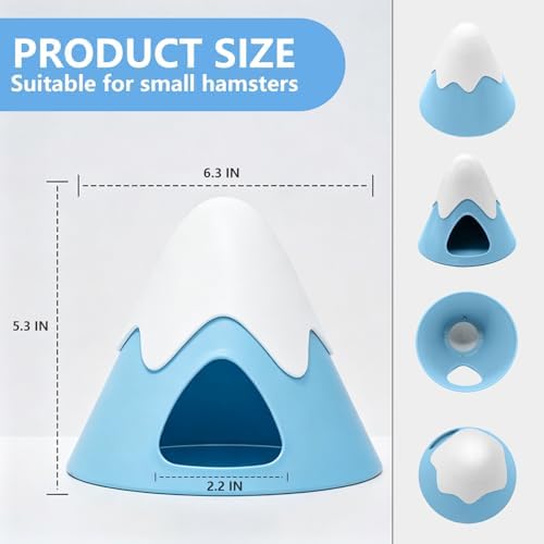 Hamster Hideout, Snowy Mountain Shape Hamster Hide House,Cute Small Animal Habitat Hideaway Hut for Syrian Hamsters, Mice, Gerbils, Rats (Blue) - Image 7
