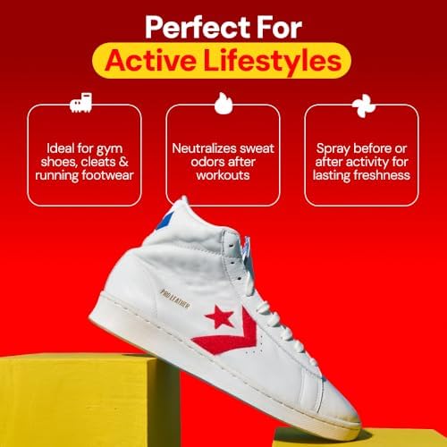 Fresh Kicks 4 ounce bottle showing instructions and powerful odor fighting ingredients.