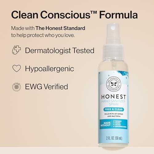 The Honest Company Plant-Based Hand Sanitizer Spray, Kills 99.9% of Germs, Hypoallergenic, Quick-drying, Moisturizing, Fragrance-Free, 2 fl oz - Image 6