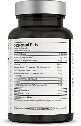 LES Labs Mood Support supplement showing 5-HTP and Ashwagandha ingredients