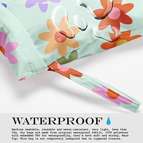 Floral print wet dry bag showing capacity for travel toiletries