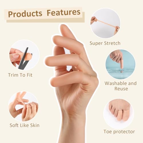 Fingertip bandages for dry skin being trimmed with scissors for custom fit