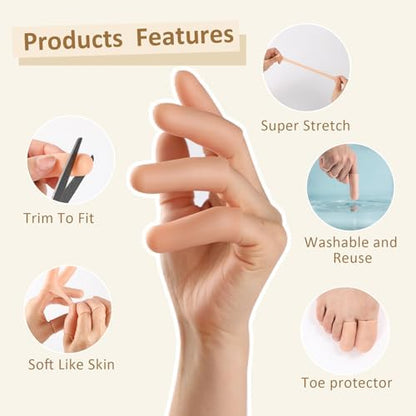 Fingertip bandages for dry skin being trimmed with scissors for custom fit