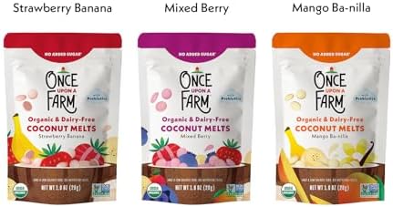 Once Upon a Farm organic snack sampler real fruit and vegetable nutrition facts label.