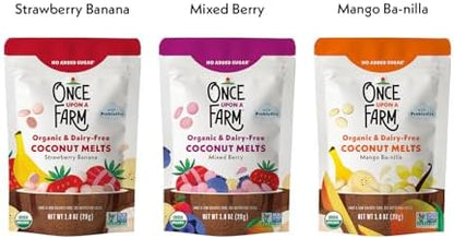 Once Upon a Farm organic snack sampler real fruit and vegetable nutrition facts label.