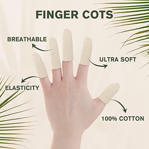 Evridwear cotton finger sleeves displayed showing the short length small medium design for fingertip protection.