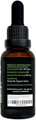 GreenIVe hemp oil nutritional information display