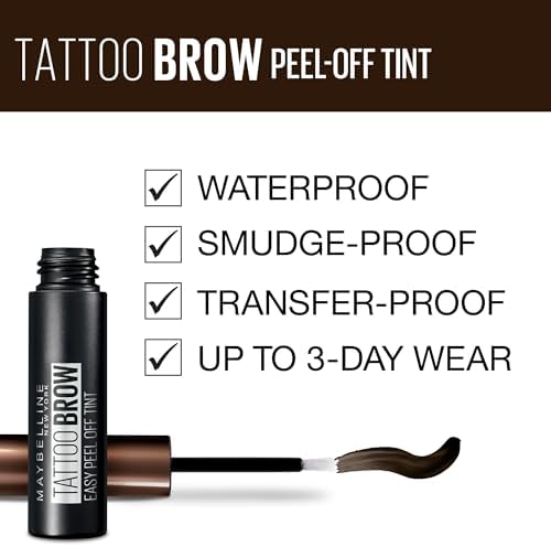 Before and after results of Maybelline long lasting eyebrow tint in dark brown variant.