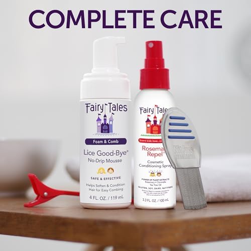 Pesticide free lice treatment for kids showing natural ingredients list.