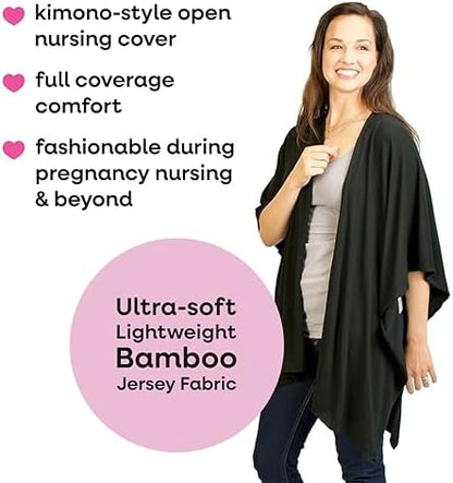 Bamboobies breastfeeding shawl styled as a poncho