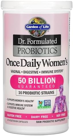 Once daily women's probiotic capsule with organic prebiotics no refrigeration required