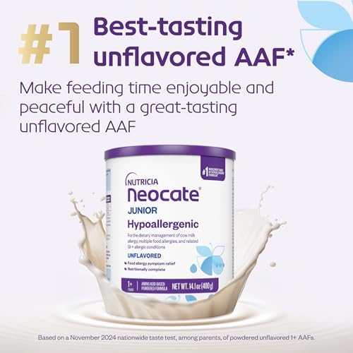 Close up of Neocate Junior toddler formula powder container