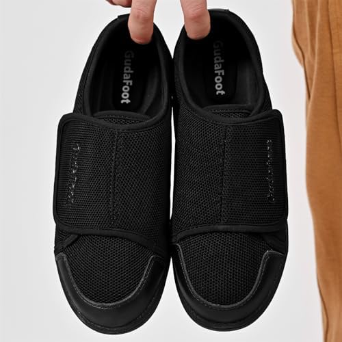 Top down view of wide width diabetic shoes for elderly women.
