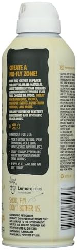 Lemongrass Farms SCRAM spatial aerosol spray can showing natural plant based active ingredients