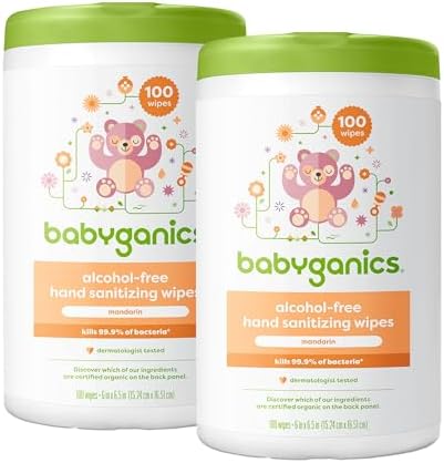 Babyganics Alcohol-Free Hand Sanitizing Wipes, Mandarin, Kills 99.9% of Common Bacteria, Moisturizing, 200 Count, (100 Count, 2 Pack), Packaging May Vary - Image 1