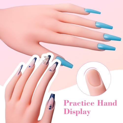 Top view of rubber nail practice hand for manicure