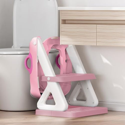 Wiifo potty step stool ladder folded compactly for easy bathroom storage