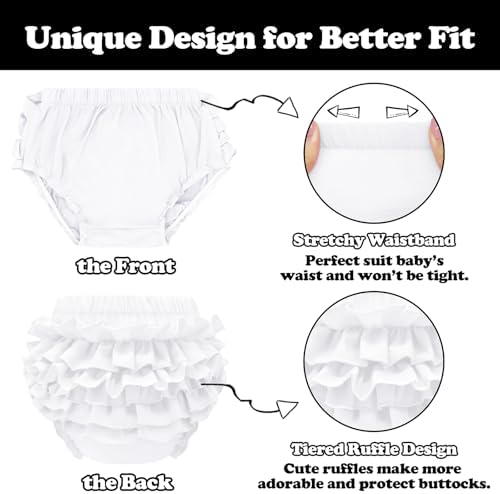 Close up of Sarfel baby girl cotton tiered ruffle bloomers