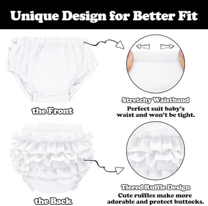 Close up of Sarfel baby girl cotton tiered ruffle bloomers