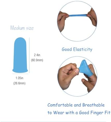 Powder free nitrile finger cots being applied to a hand for electronics repair use
