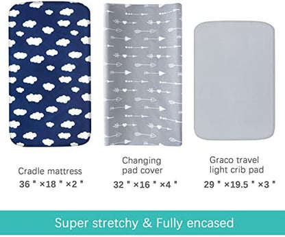 Close up view of the ultra soft microfiber material of the gray baby changing table sheets.