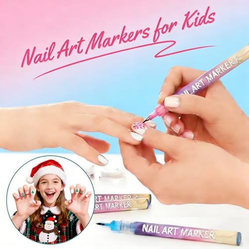 Top view of 12 colorful nail art painting markers