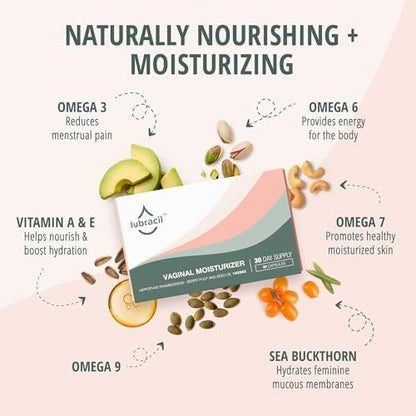 Lubracil oral softgels for natural feminine moisture and hormone-free hydration.