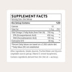 Thorne Omega-3 with CoQ10 supplement facts label close-up