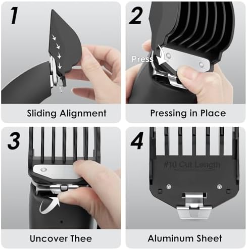 Rear view of authentic imported barber guide combs illustrating how the premium metal clip attaches firmly onto salon tools