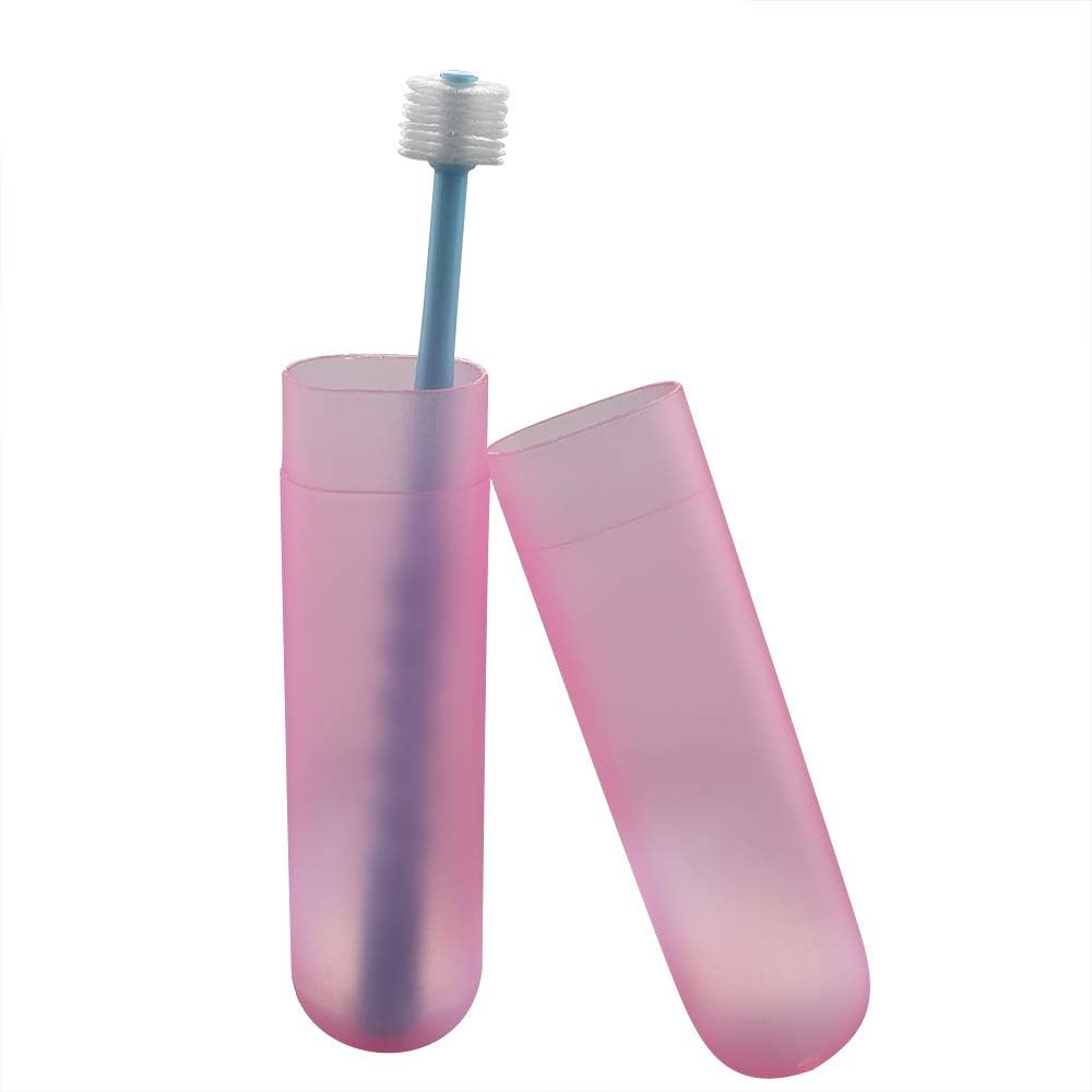 VTurboWay round head cat toothbrush with its included hygienic protective storage container.