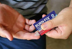 Individual 3.5 gram BurnFix gel sachets showing sterile packaging for burn relief.