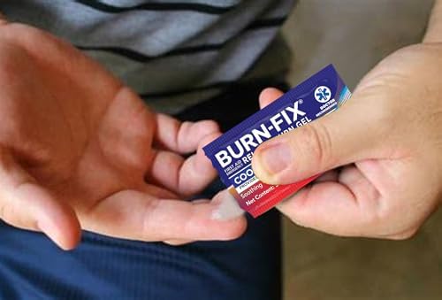 Individual 3.5 gram BurnFix gel sachets showing sterile packaging for burn relief.