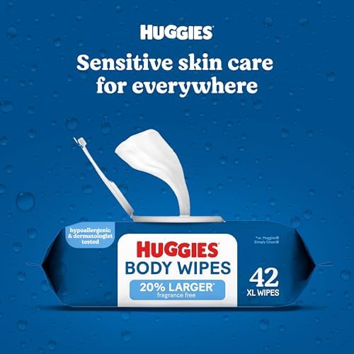 Huggies 126 count extra large unscented wipes stack perspective view