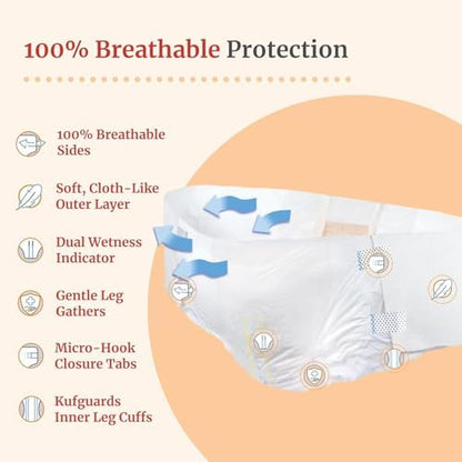 Close up of the micro hook closure tabs on the Tranquility bariatric disposable brief