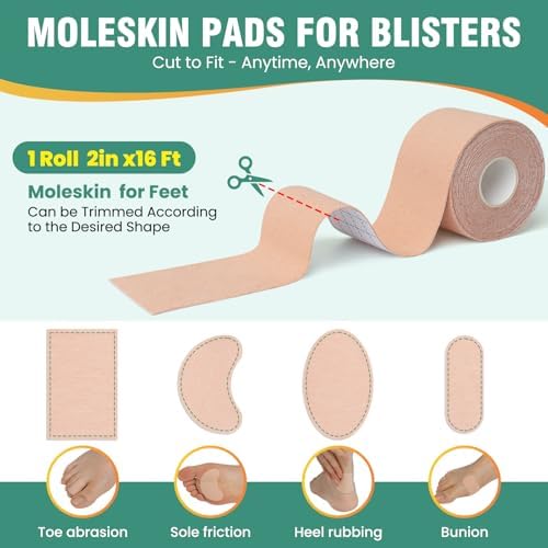 Adhesive mole skin tape applied to a heel for hiking comfort.
