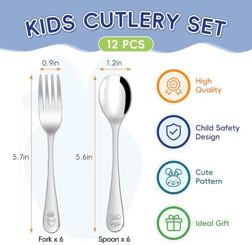 Ititt kids silverware showing bunny and carrot handle detail